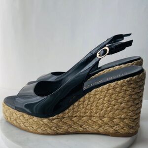 Stuart Weitzman Black Wedge Sandals